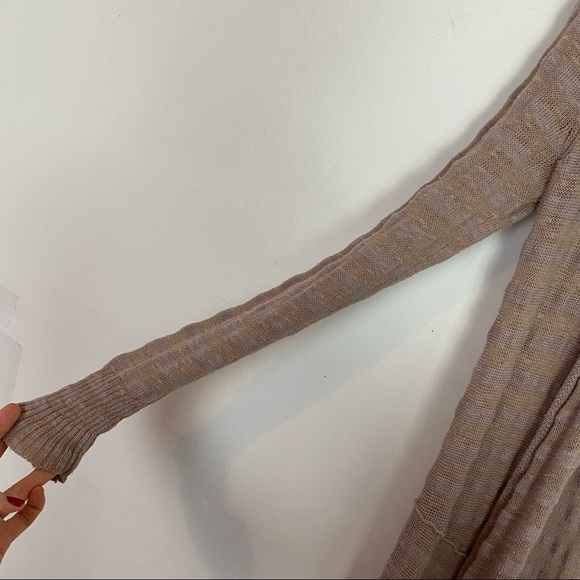 Free People Forget Me Not Long Duster Cardigan Sweater Striped Blush Pink Medium - Picture 3 of 12